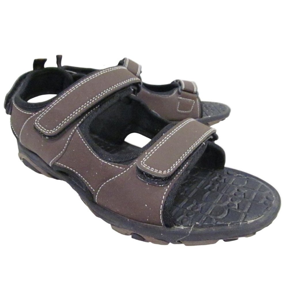 LIFEGUARD Brand Mens Brown Triple Strap SLIDES / SANDALS Slip-On Sz 12/13
